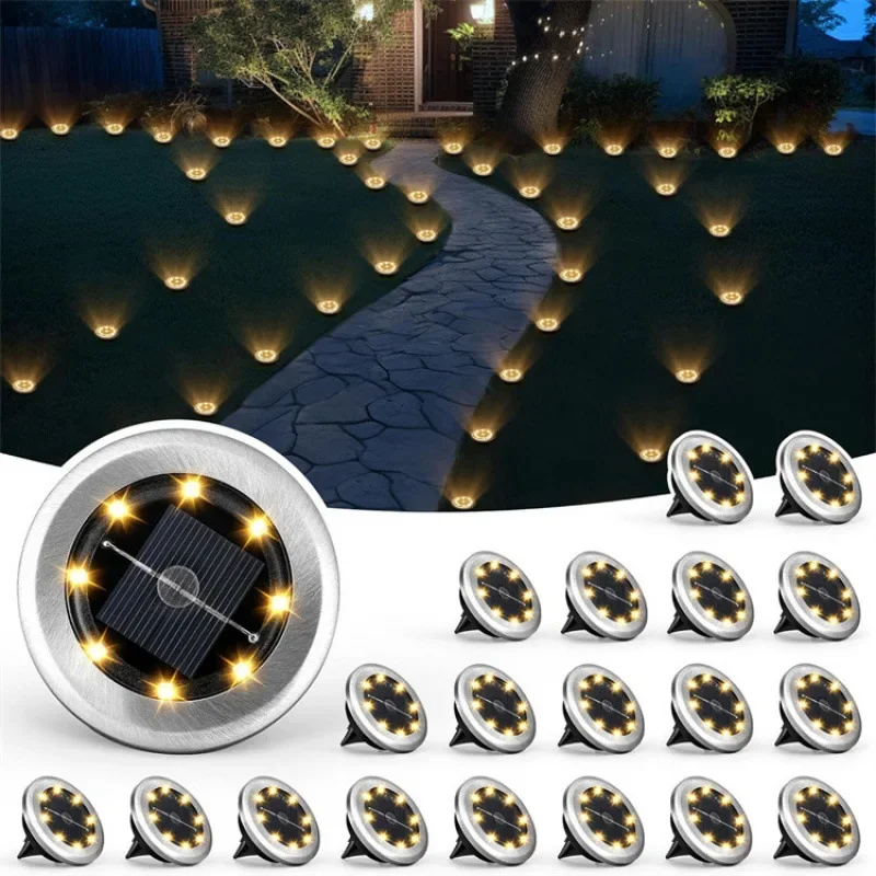 

HOTOPLEDS Солнечный наземный светильник из нержавеющей стали 8 LED