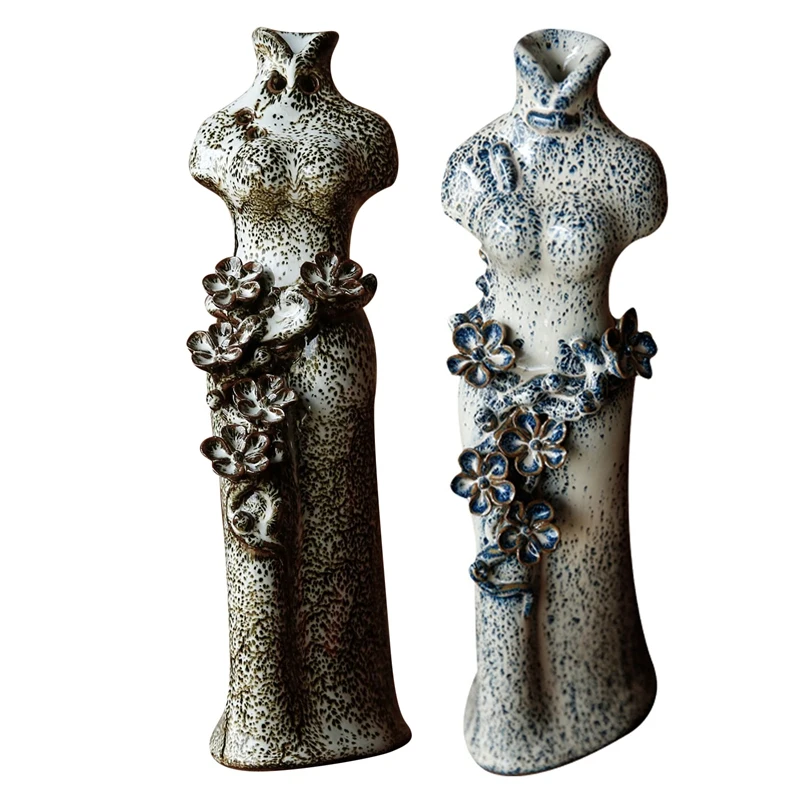 

1 шт. платье Чонсам цветочный горшок Ретро Декор классический элегантный красивый Чонсам керамическая ваза для девушек домашний сад Декор