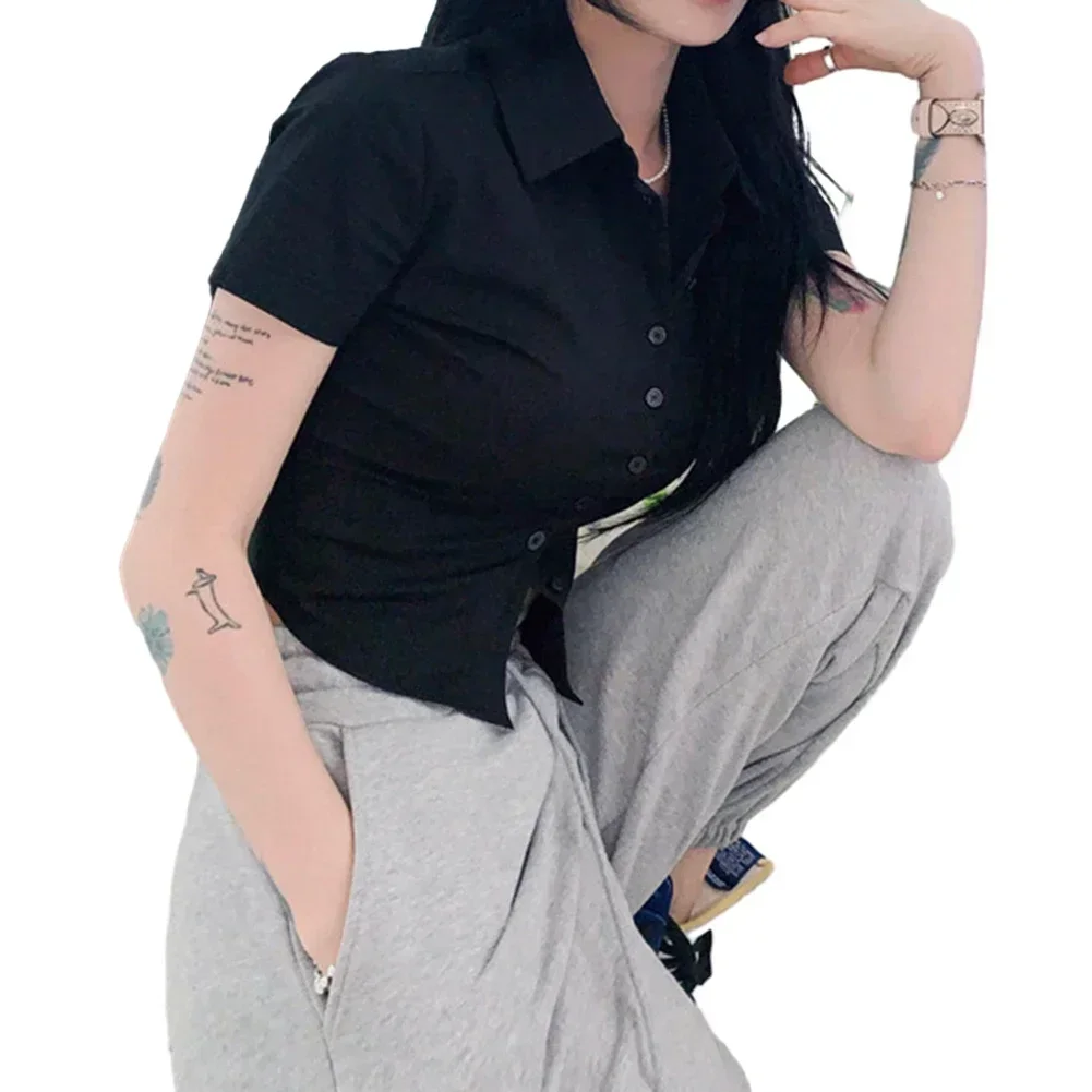 Укороченная Базовая Блузка модная Корейская офисная Удобная рубашка в стиле