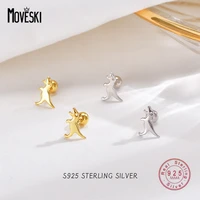moveski 925 sterling silver small cute animal dinosaur stud earrings women creative glossy party commemorative jewelry