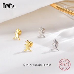 MOVESKI 925 Sterling Silver Small Cute Animal Dinosaur Stud Earrings Women Creative Glossy Party Commemorative Jewelry