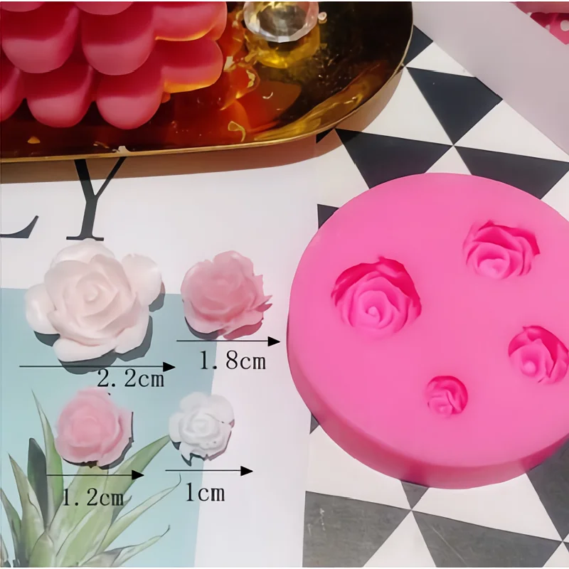 

3pcs rose shape fondant cake mold chocolate mold baking liquid silicone utensils kitchen tools