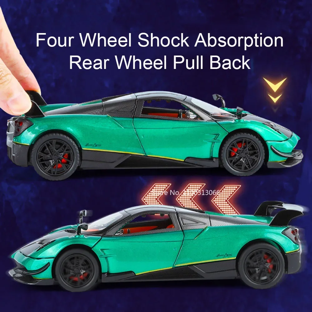 1:24 Pagani Huayra BC Cars Toys Модель 4-дверного автомобиля с открытым колесом и откатным