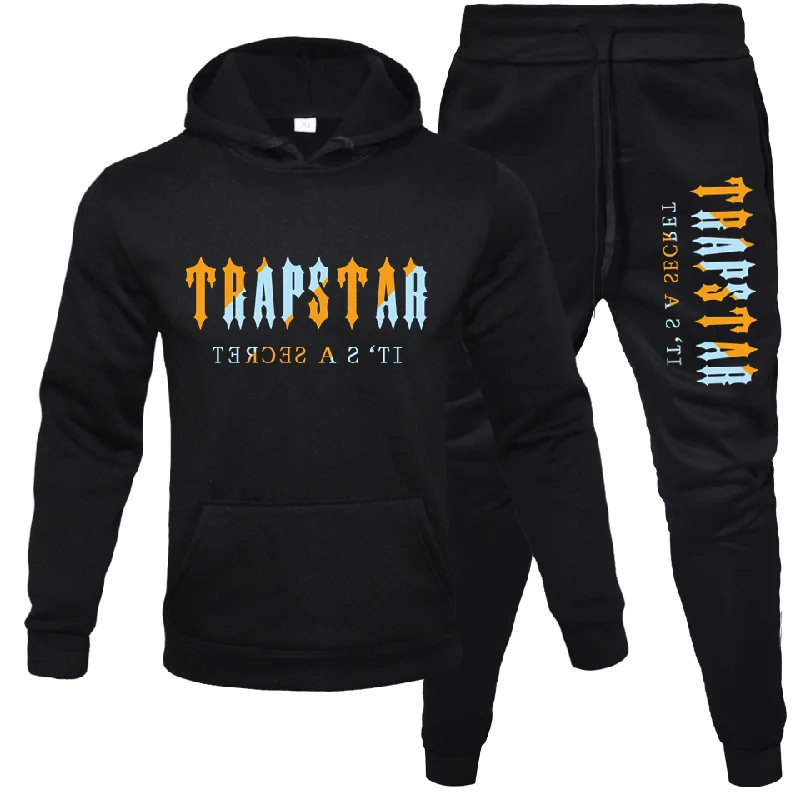

Men Sets Tracksuit Autumn Cotton Warmth Two Pieces Set Hoodies Sweatshirt+Sweatpants Brand Trapstar Suit Female Hoody Sportswear