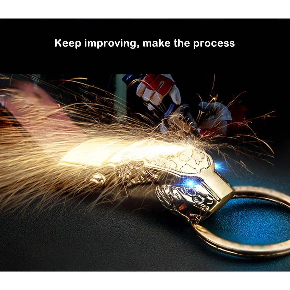 

LED Lighting Key Chain Electroplate Glossy Leather Men Keychain Ornament Gift