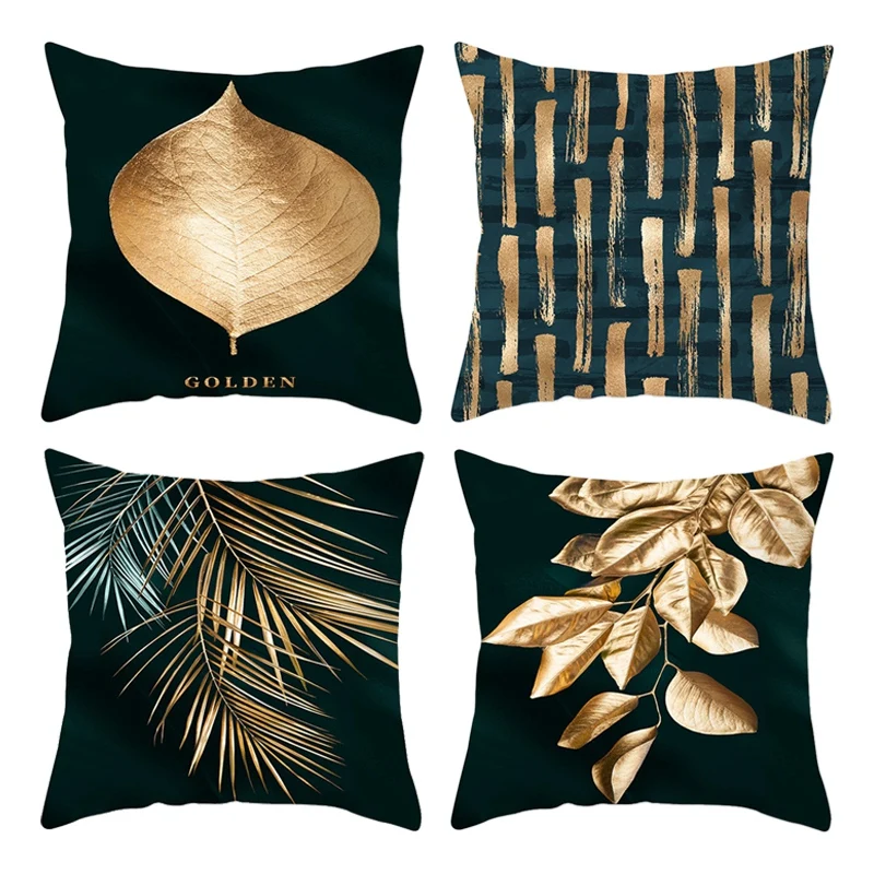 

4Pcs Gold Geometric Pillow Case 45X45cm Pillowcase For Chair Sofa Decorative Cushion Cover