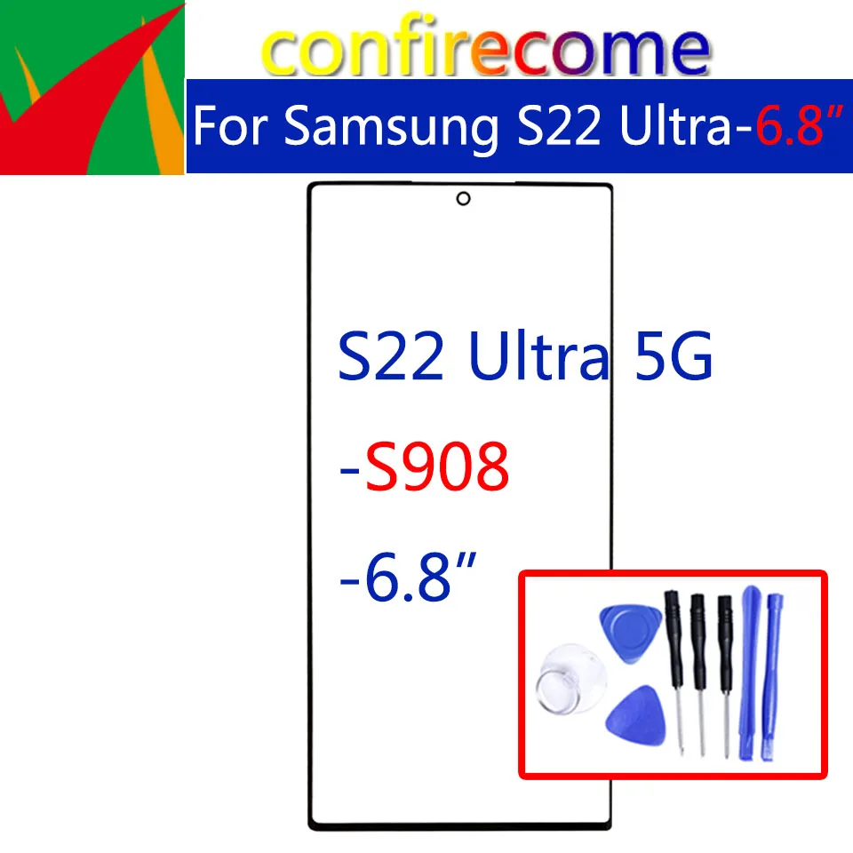 

For Samsung Galaxy S22 Ultra 5G SM-S908B SM-S908B/DS S908 Touch Screen Front Glass Panel Outer LCD Glass Lens Replacement