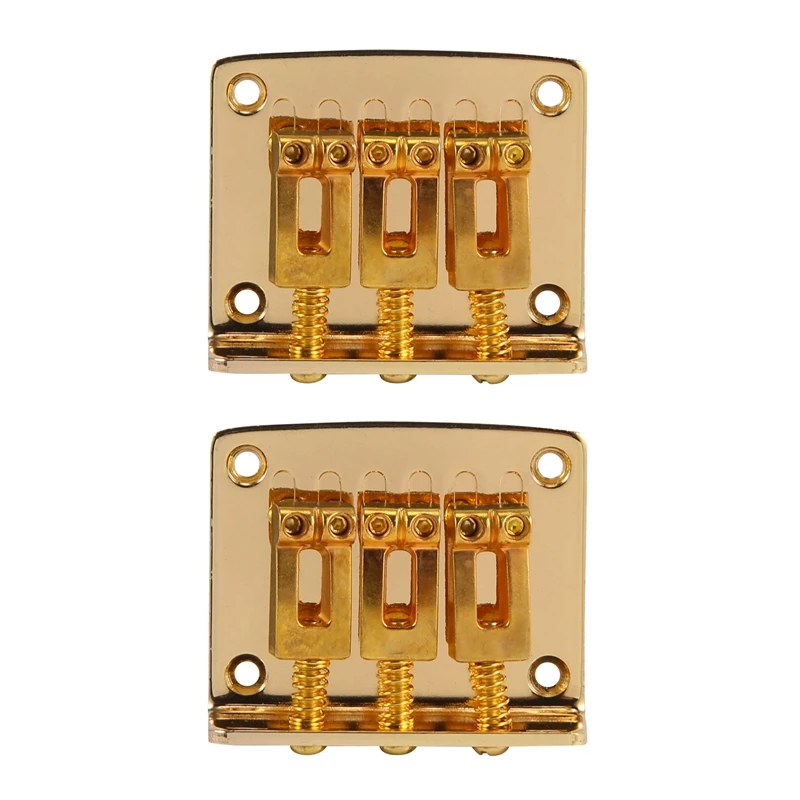 

2 шт., запасные части для гитары в виде сигары: 3-струнный золотистый Регулируемый мост с твердым хвостом, золотистого цвета