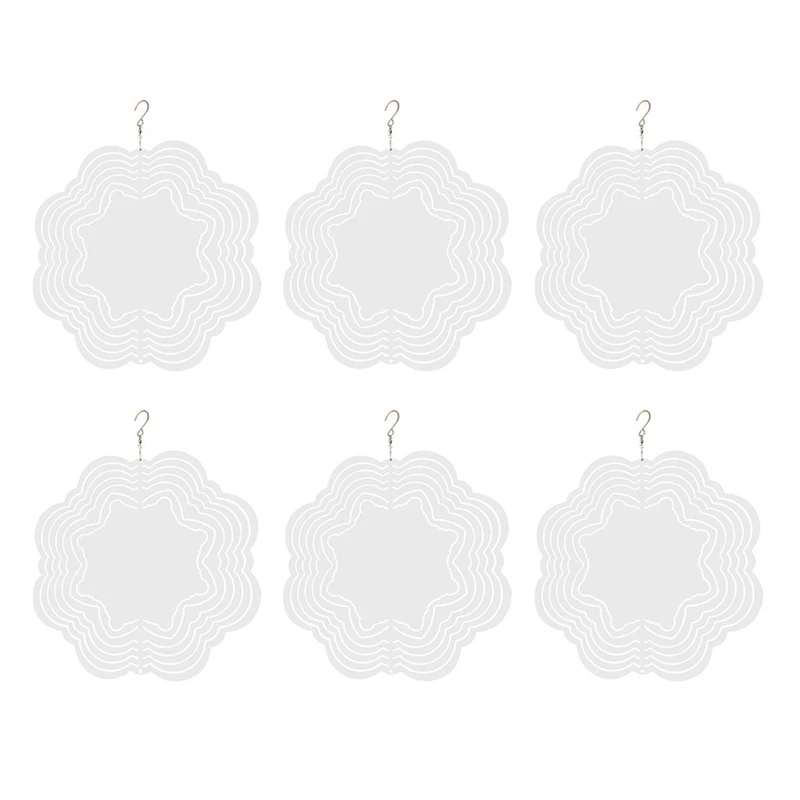 

6Pcs Blanks 3D Garden Wind Spinners 10 Inch Sublimation Blanks Double Sided Wind Sculptures
