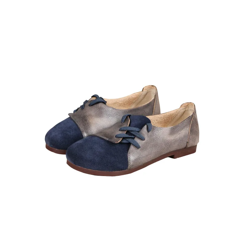 

Retro Lace-Up Leather Round Toe Women's Shoes