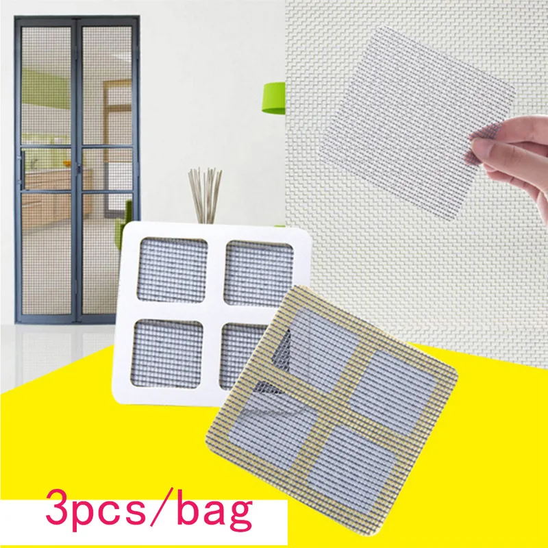 

3 pcs Indoor Insect Fly Mosquit Window Screens Curtain Mosquito Net Window And Door Screen Repair Patch Adhesive Repair Kit
