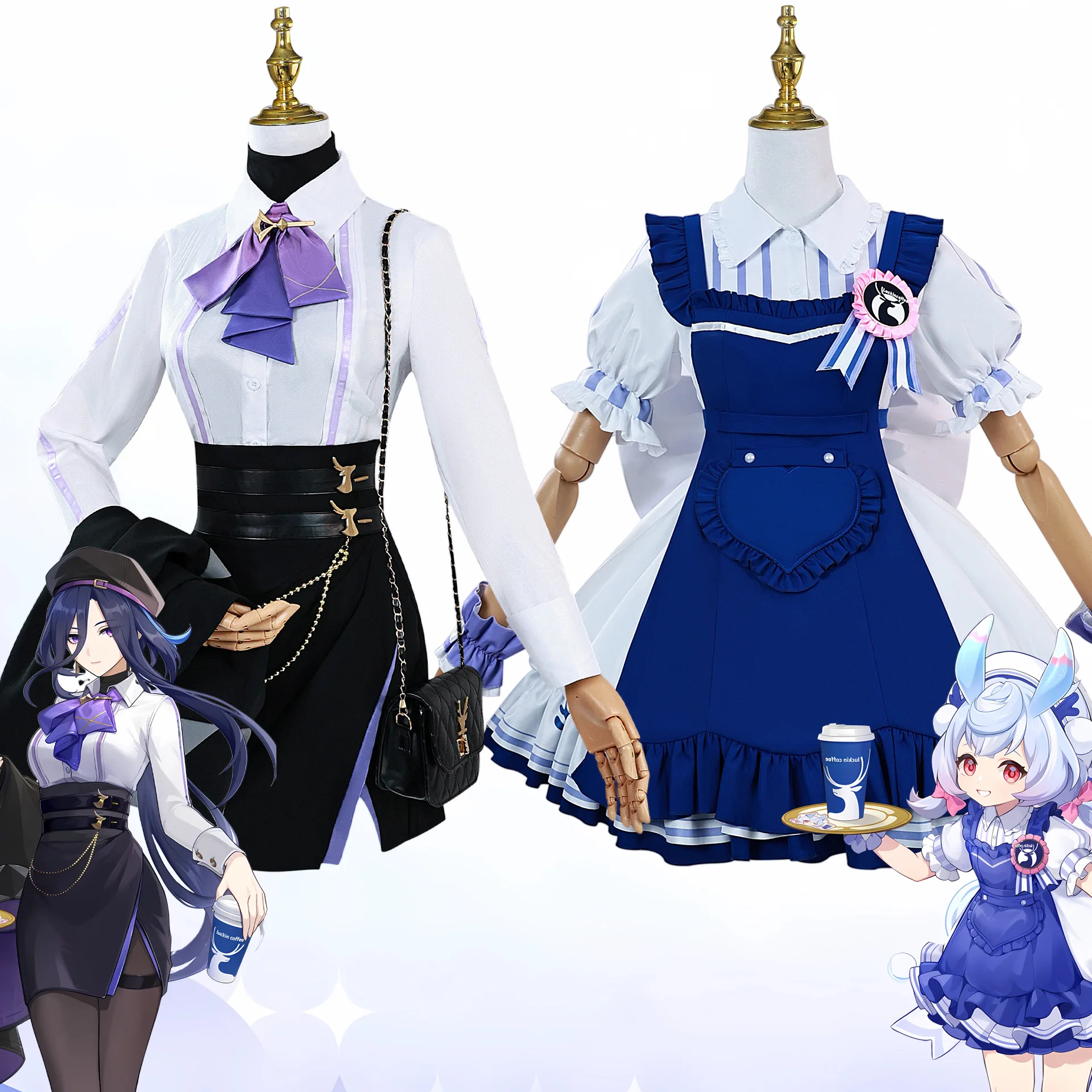 Аниме игра Genshin Impact костюмы для косплея Sigewinne кофейный фартук горничной головные