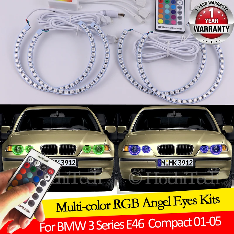

For BMW 3 Series E46 Compact 2001 2002 2003 2004 2005 16 colors RGB Angel Eyes LED Halo Rings RF Wireless Control DRL