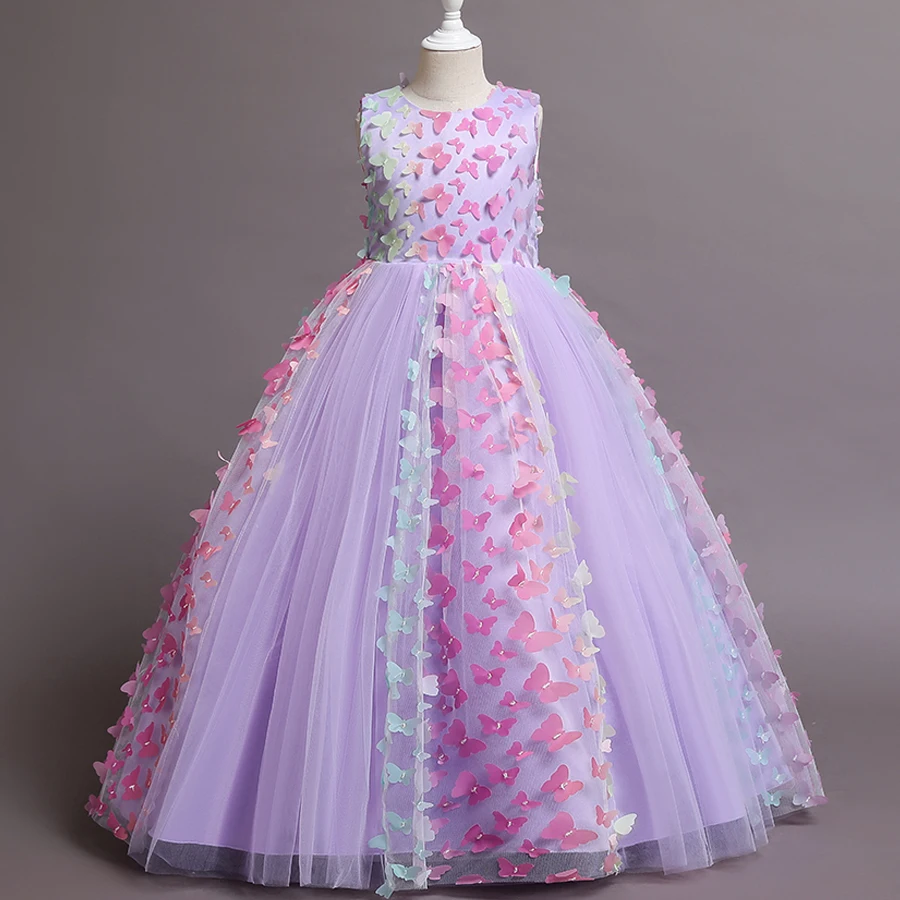 Белое свадебное платье с длинными рукавами для девочек кружевное принцессы из