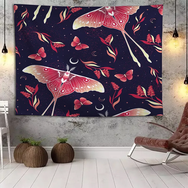 Настенный гобелен с принтом бабочки экзотические аксессуары декор эстетические