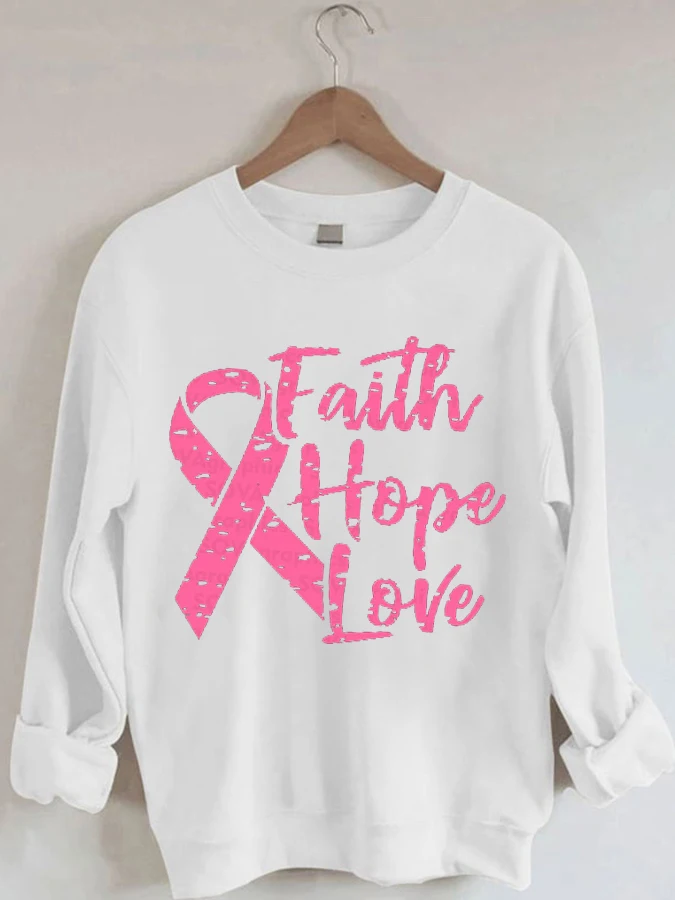 

Faith Hope Love Print Casual Crewneck Sweatshirt