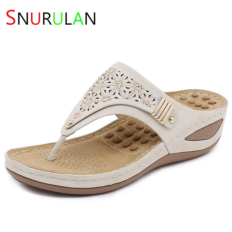 

Сандалии женские с поддержкой свода стопы, повседневные шлепанцы на танкетке, удобные босоножки на платформе для прогулок, лето