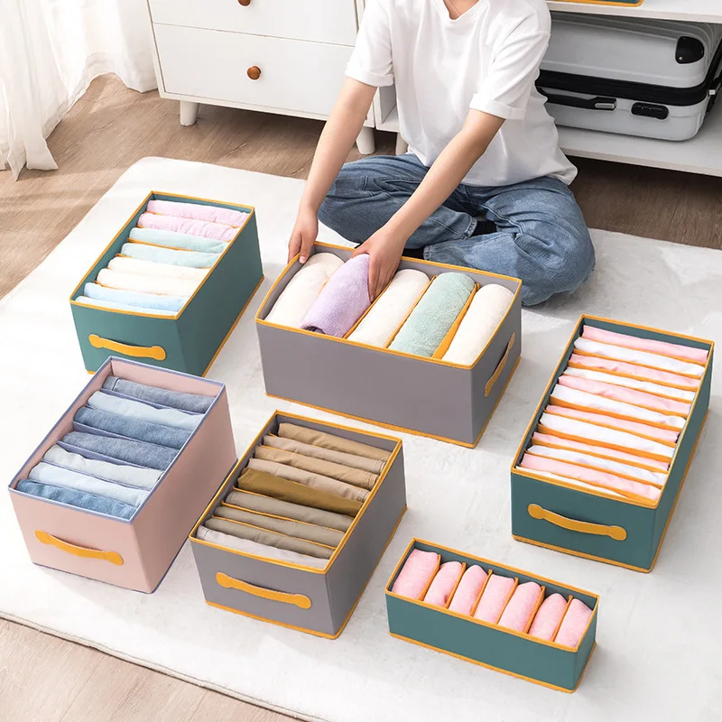 

Pants clothes storage box compartmentalized jeans clothing bedroom storage box household separation storage artifact finishing