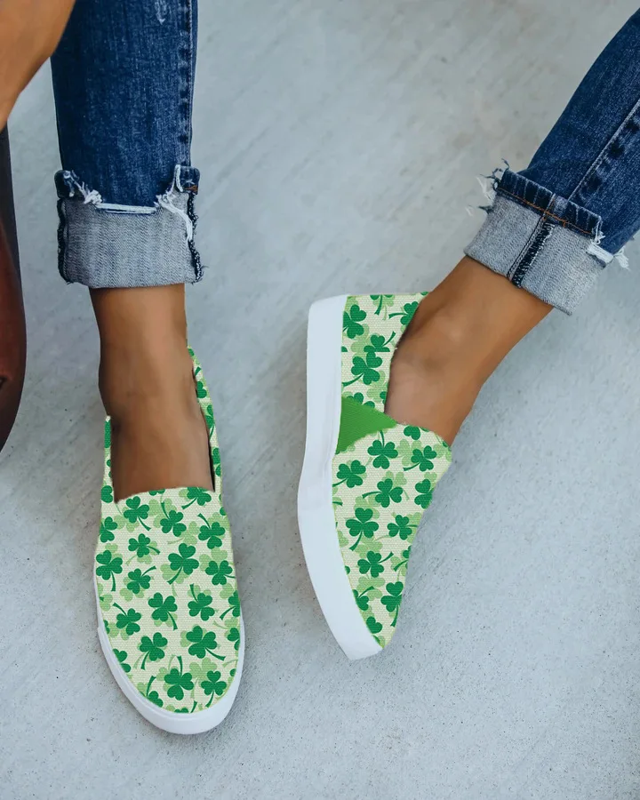 

Shoes Women 2022 Autumn Fashion Printing Flat Shoes Women Clover Canvas Shoes Women Plus Size Casual Shoes Zapatos Para Mujer