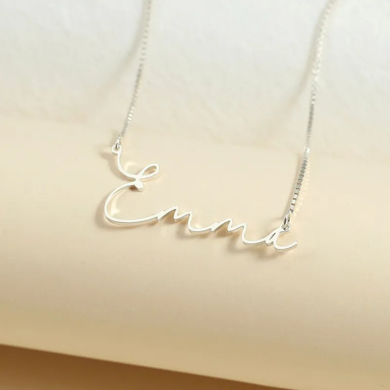 

Custom Handwritten Name Necklace Personalized Dainty Signature Nameplate Jewelry Stainless Steel Choker Necklace For Women