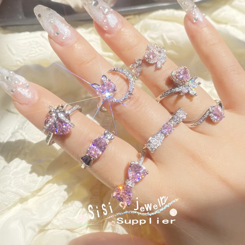 

Exquisite Lovely Zirconia Wedding Rings for Women Romantic Bridal Marriage Ceremony Party Rings Fashion Jewelry