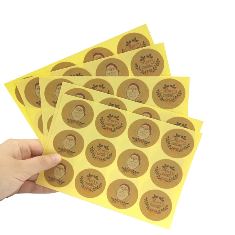 

1200pcs Kraft merry chrismas Santa Claus Adhesive Sealer Christmas Stickers Scrapbooking Package Stationery free shipping