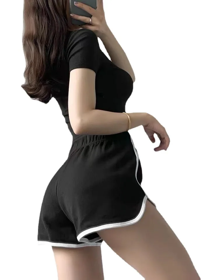 

2022 new style to wear high waist slim casual hot pants anti-light sports shorts women summer loose