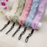 wide cloth belt high end womens anti lost sling key lanyard mobile phone lanyard long hanging neck pendant wrinkled silk scarf
