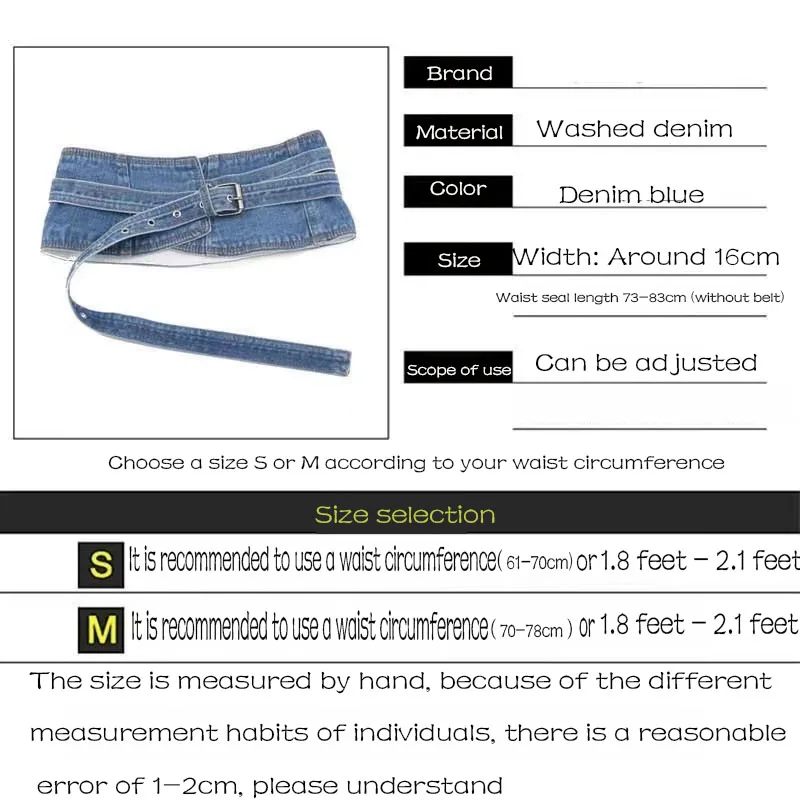 Новый Широкий ремень для осени и зимы Женский декоративный джинсовый