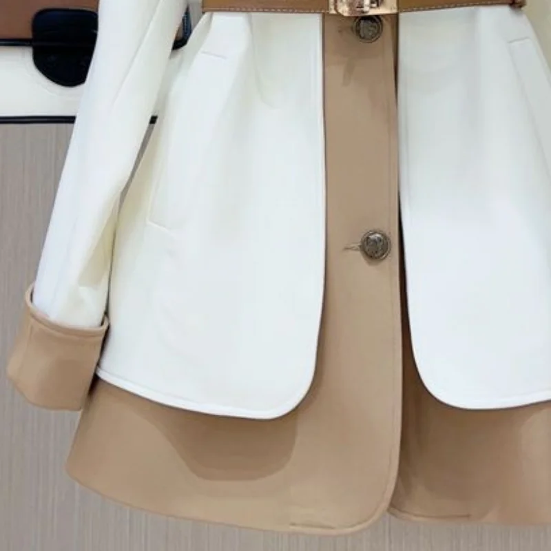 Fashion Patchwork Suit French High-level Sense Fake Two Piece Blazer Women Japanese Korean Style Casual Elegant Coat Chaqueta