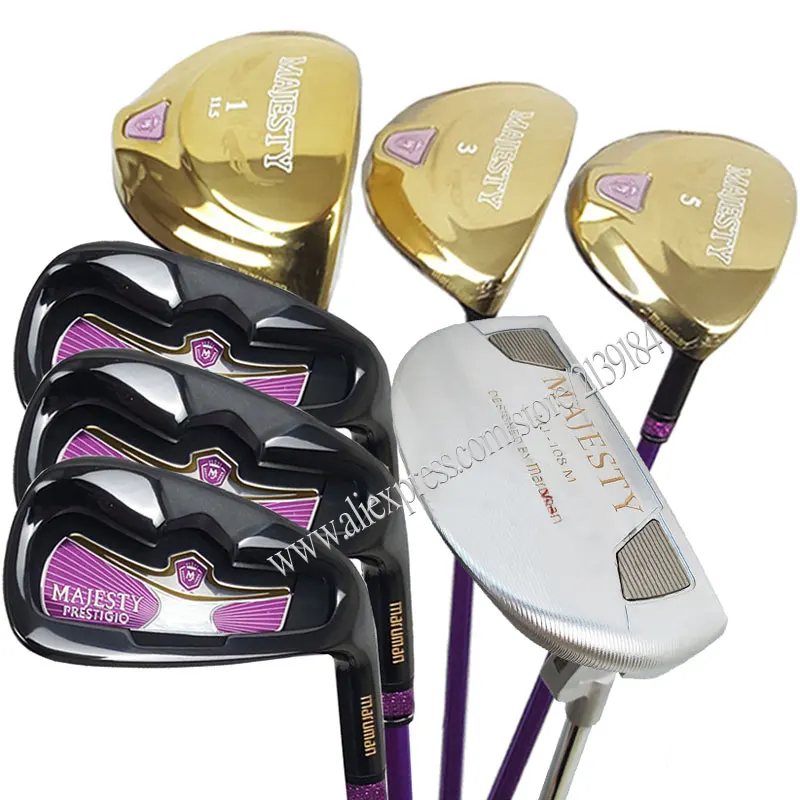 

New Women Golf Clubs Maruman Majesty Prestigio 9 Full Set Golf Driver Wood Irons Putter L Flex Graphite Shaft Free ShippinNo Bag
