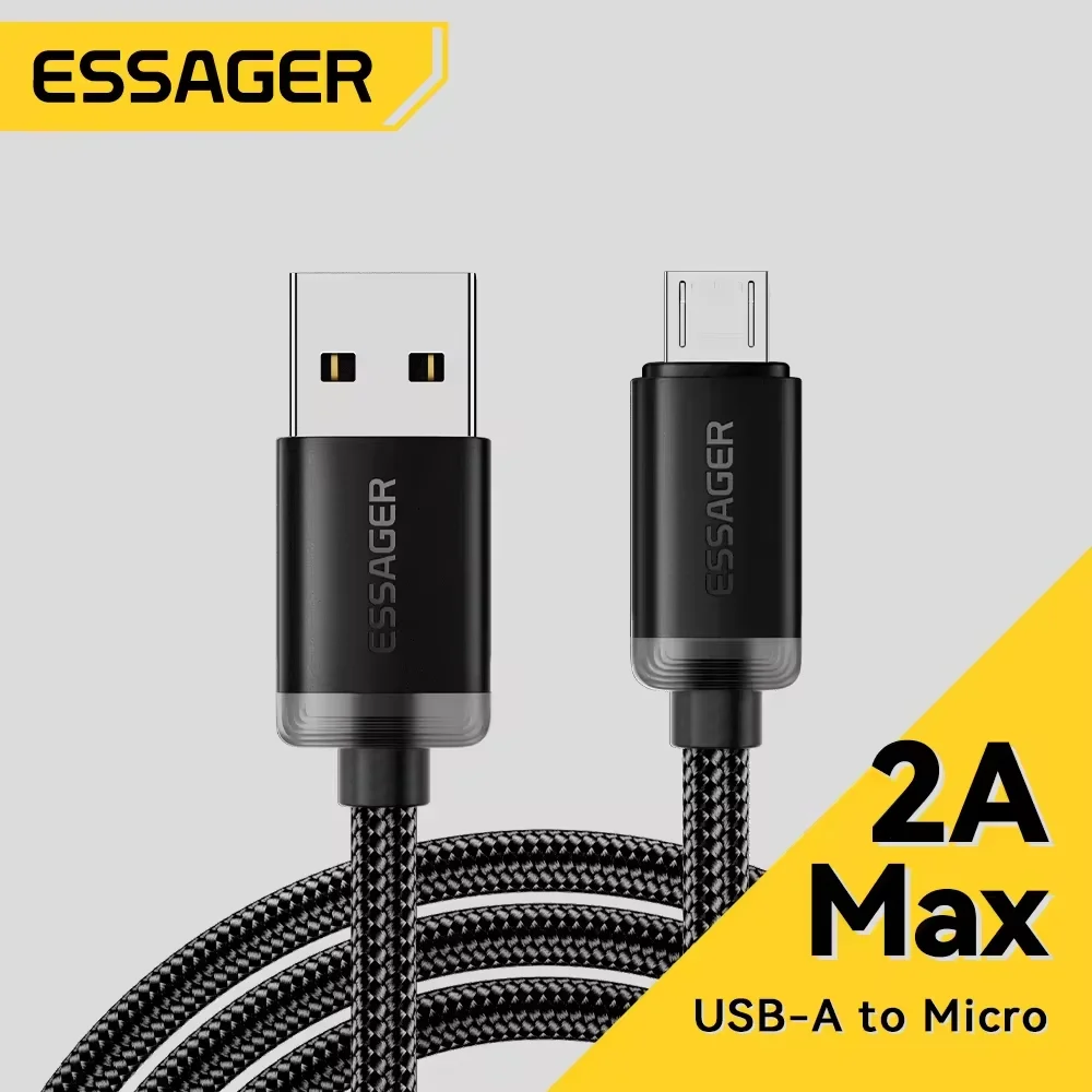 Essager cabo micro usb 2a cabo usb de carregamento rápido para xiaomi realme redmi samsung huawei telefone móvel carregador de dados usb fio 3m