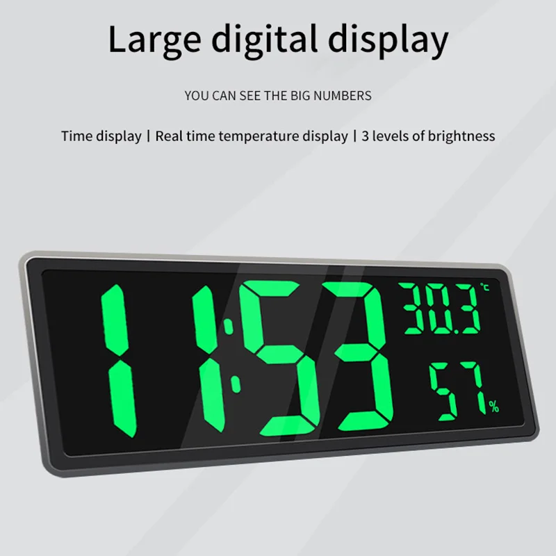 

Electronic Digital Clock Table Modes Temperature Large Clock Night Clock Display 3 Wall Mode Humidity Display And
