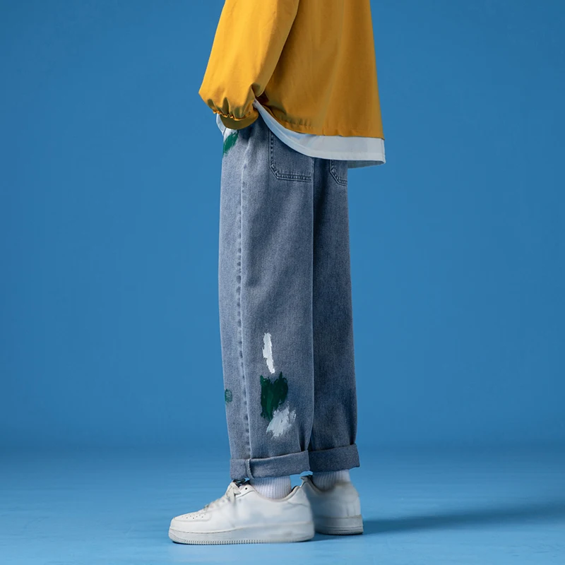 Mens Stretch Jeans Color Oil Painting Print Jeans Stylish Casual Jeans Youth Sexy&Cool Must Trend Hip-hop Street Pants Men Jeans