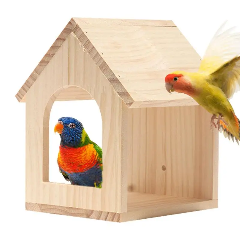

Bird Nest Box Portable Wooden Parrot House Cage Reusable Ventilation Structure Bird Cabin Box For Outdoor Pets Accessories