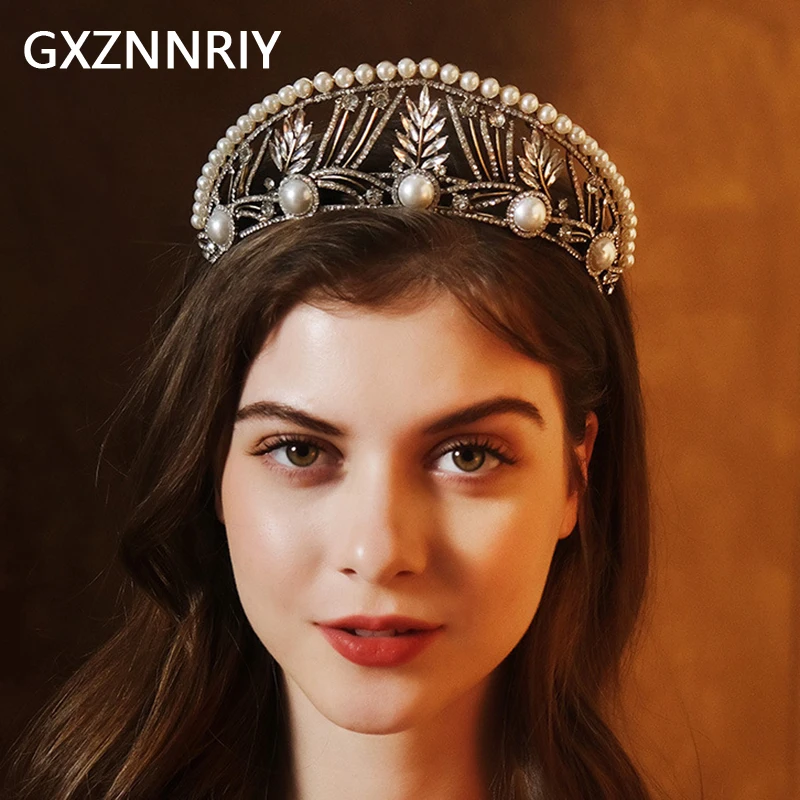 Жемчужная корона в стиле барокко, винтажные диадемы и короны для женщин, искусственные украшения для волос, головной убор невесты, подарок подружке невесты на выпускной