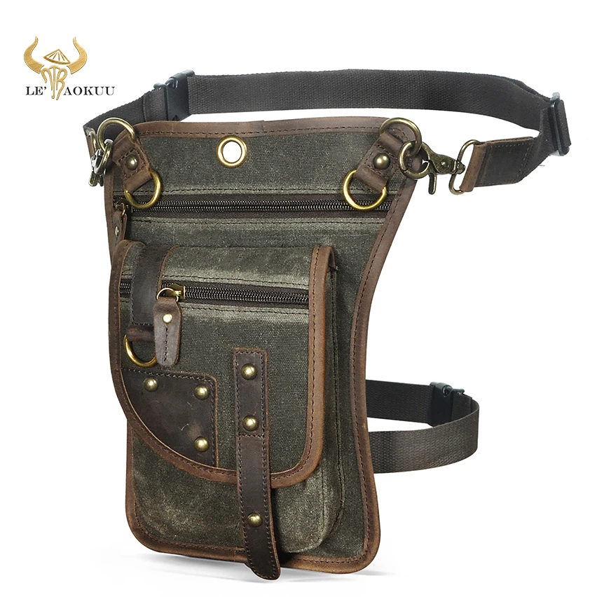 

Дизайнерская мужская маленькая сумка-мессенджер из парусины и кожи Crazy Horse, дорожная поясная сумка, забавная поясная сумка, сумка для планшета 2141