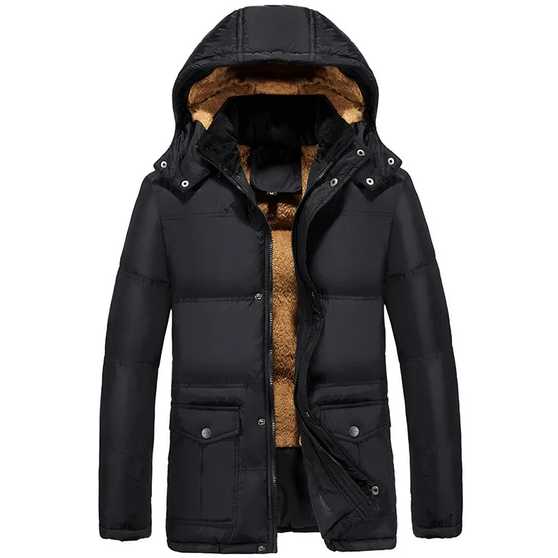 Winter Thick Men Outdoor Parka Coat  Plus Size Fur Linner Warm Jacket Male Big Pockets Snow Windbreak Outwear Sport Parkas 5XL
