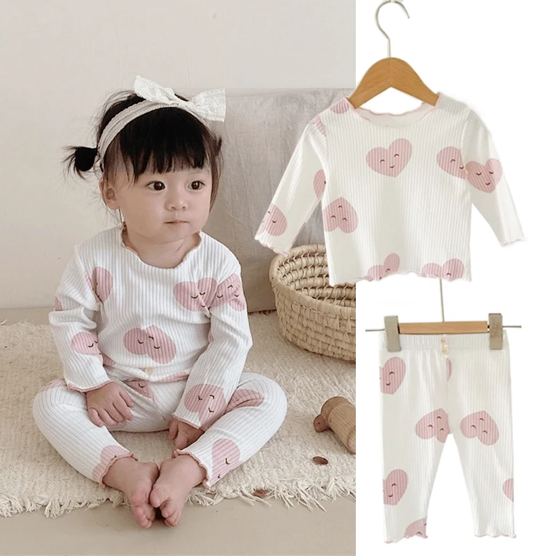 

Осенняя детская пижама в горошек, одежда для сна для маленьких девочек, домашняя одежда для маленьких девочек, костюм, детская одежда, пижам...