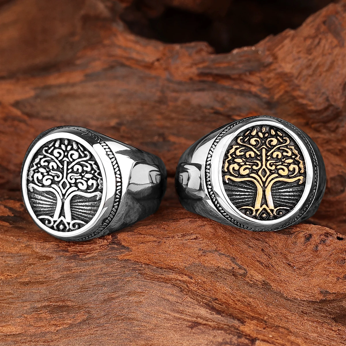 

Кольцо мужское из нержавеющей стали в стиле «Древо жизни»