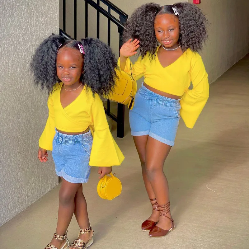 

Candy Color Kids Girls T Shirts Clothes Trumpet Long Sleeve Children's Streetwear Clothing For Baby Girl Summer Fall Crop Tops