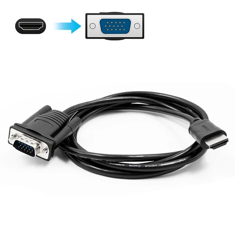 Кабель HDMI-VGA (папа-папа), совместимый с компьютером, настольным компьютером, ноутбуком, ПК, монитором, проектором, HDTV и другими (150 см)