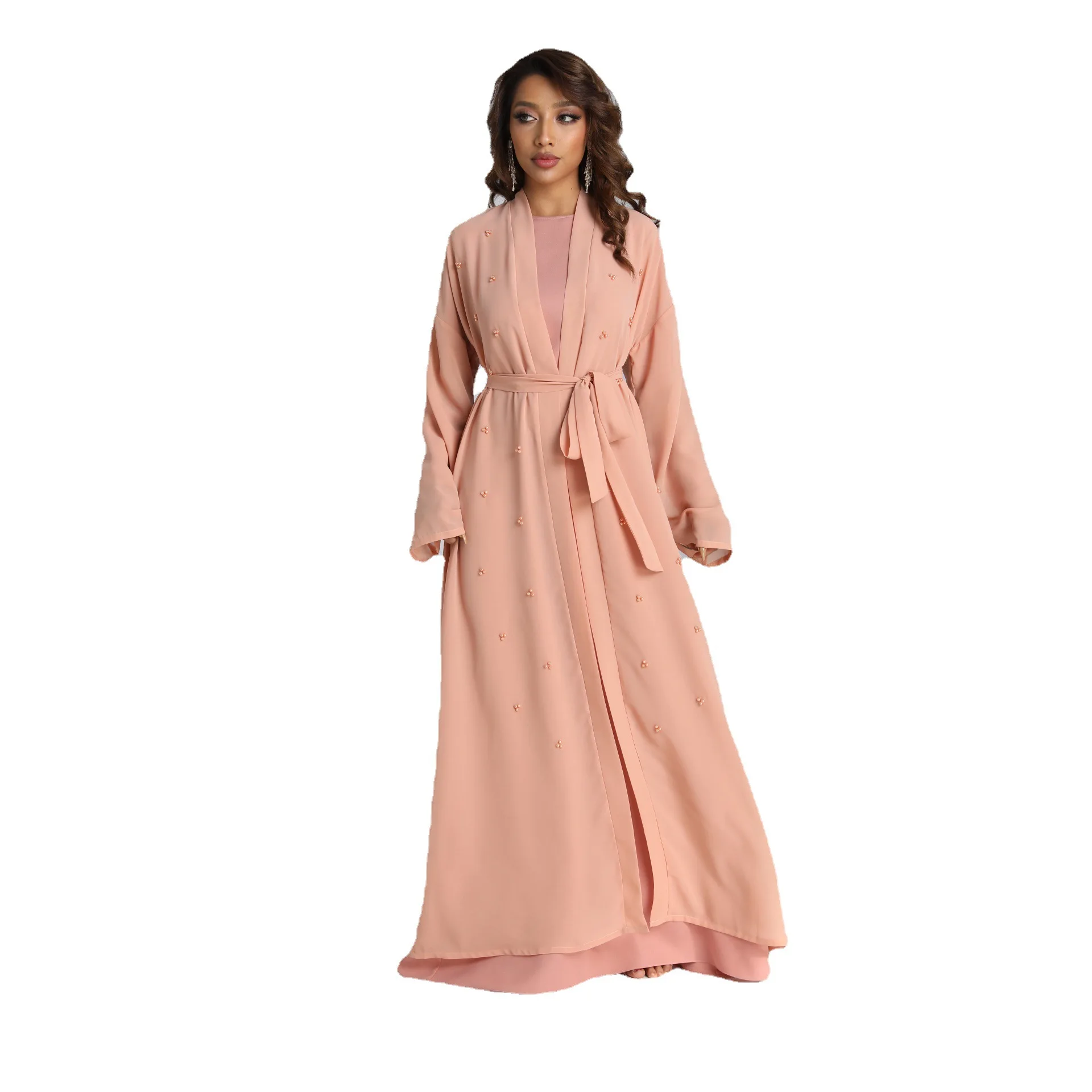 Muslim Set Robe Femme Musulmane 2022 Middle East Two-piece Set Fashionable Elegant Arabic Beaded Two-piece Set Abayas For Women