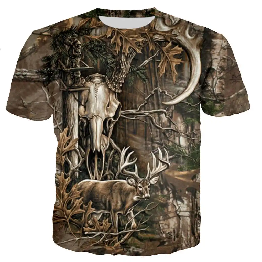 Футболка Мужская/Женская камуфляжная модная тенниска с 3D принтом кабанового