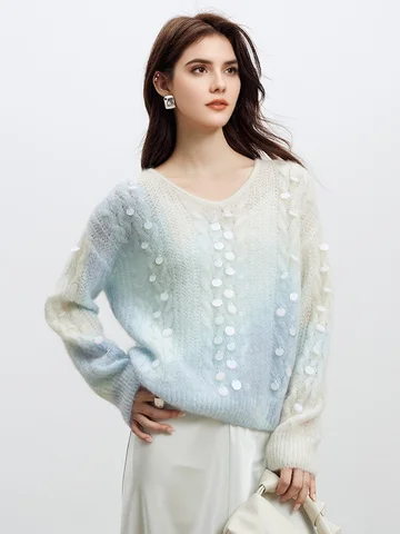 SuyaDream женские пуловеры из мохера синего цвета