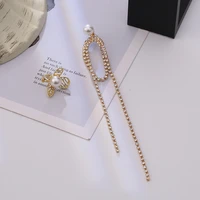 luxury big long tassel dangle drop earrings for women crystal rhinestone hanging wedding korean pearls earrings 2022 jewelry