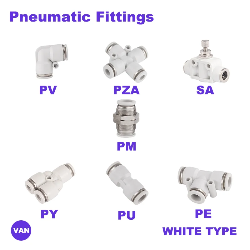 

White Free Shipping Pneumatic Fitting Tube Connector Fittings Air Quick Water Pipe Push In Hose Quick Couping PU PY PE PV SA PM