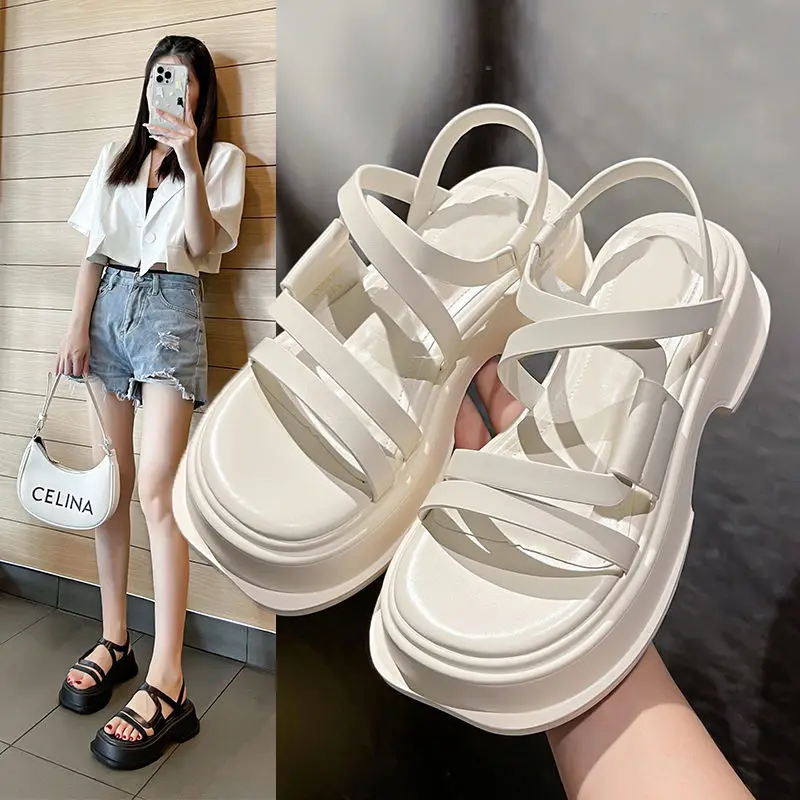 

Thick-soled Roman Shoes Sandals Women's 2022 Summer New Open Toe Heightened Casual Fashion Beach Platform Shoes