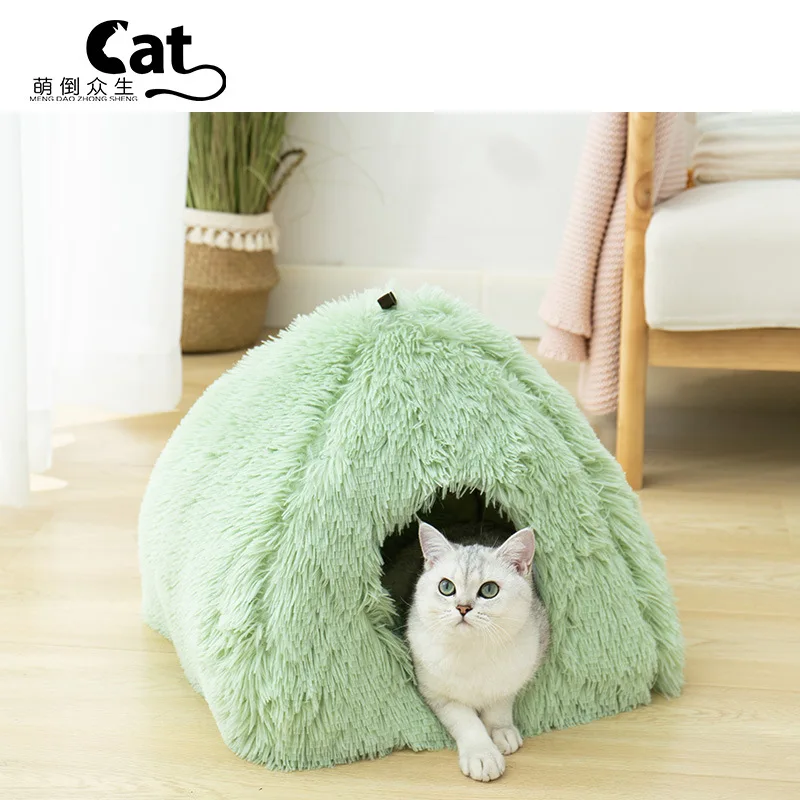 

Enclosed Warm Cat Bed For Portable Pet Beds Sweet Kittens Basket Cushion Cat Pillow Mat Tent Puppy Nest Cave Cats House Goods