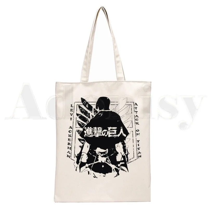 Levi Ackerman Anime Attack on Titan Levi Rivaille Handbags Shoulder Bags Casual Shopping Girls Handbag Women Elegant Canvas Bag